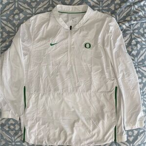 Nike White and Green Oregon Ducks Half-Zip Jacket